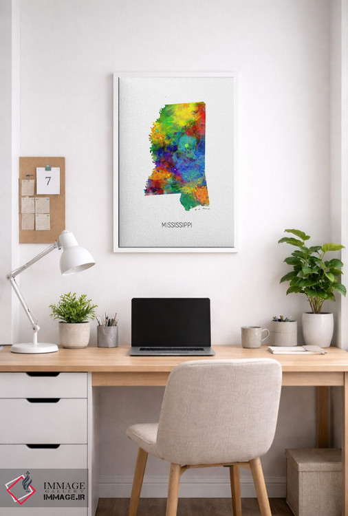 تابلو دکوراتیو نقشه میسی سی پی اثر مایکل تامپست - D3W