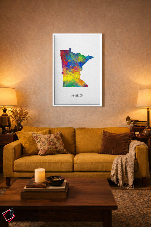 تابلو دکوراتیو نقشه مینه سوتا اثر مایکل تامپست - D2W