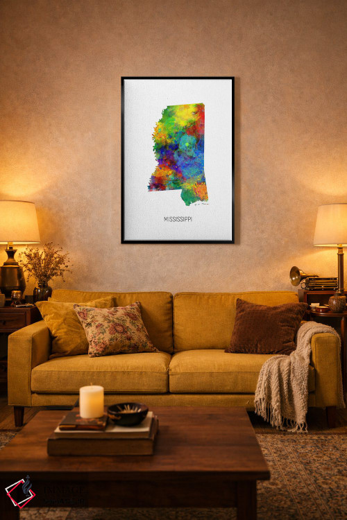 تابلو دکوراتیو نقشه میسی سی پی اثر مایکل تامپست - D4B