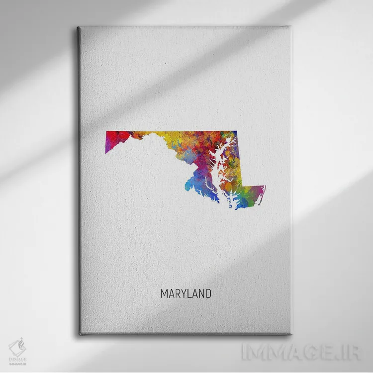 تابلو دکوراتیو نقشه مریلند اثر مایکل تامپست - نمای روبهرو روی دیوار