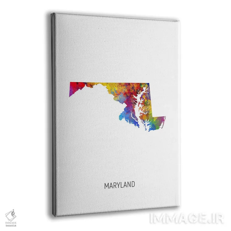 تابلو دکوراتیو نقشه مریلند اثر مایکل تامپست - نمای پرسپکتیو محصول