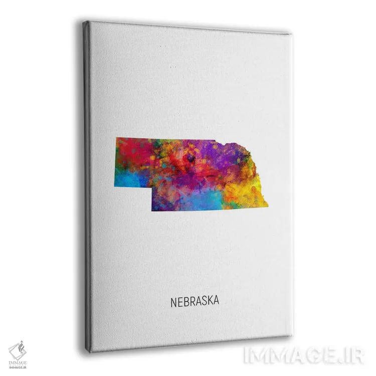 تابلو دکوراتیو نقشه نبراسکا اثر مایکل تامپست - نمای پرسپکتیو محصول