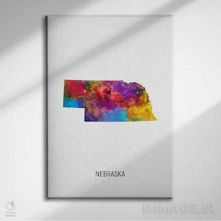 تابلو دکوراتیو نقشه نبراسکا اثر مایکل تامپست - نمای روبهرو روی دیوار