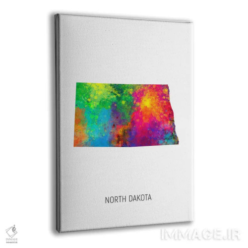 تابلو دکوراتیو نقشه داکوتای شمالی اثر مایکل تامپست - نمای پرسپکتیو محصول