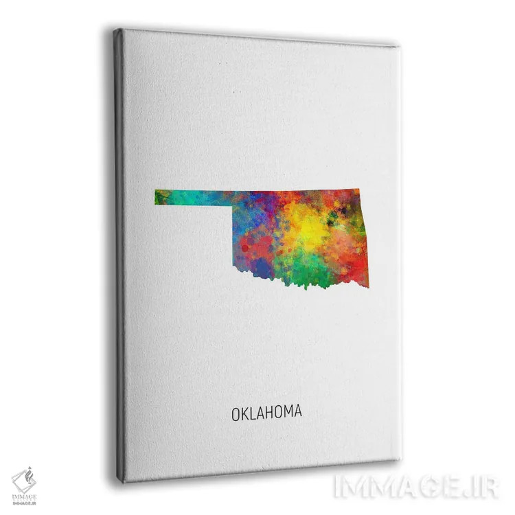 تابلو دکوراتیو نقشه اکلاهما اثر مایکل تامپست - نمای پرسپکتیو محصول