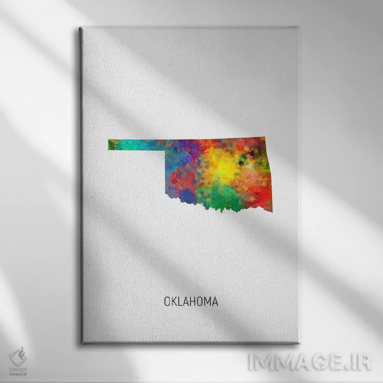 تابلو دکوراتیو نقشه اکلاهما اثر مایکل تامپست - نمای روبهرو روی دیوار