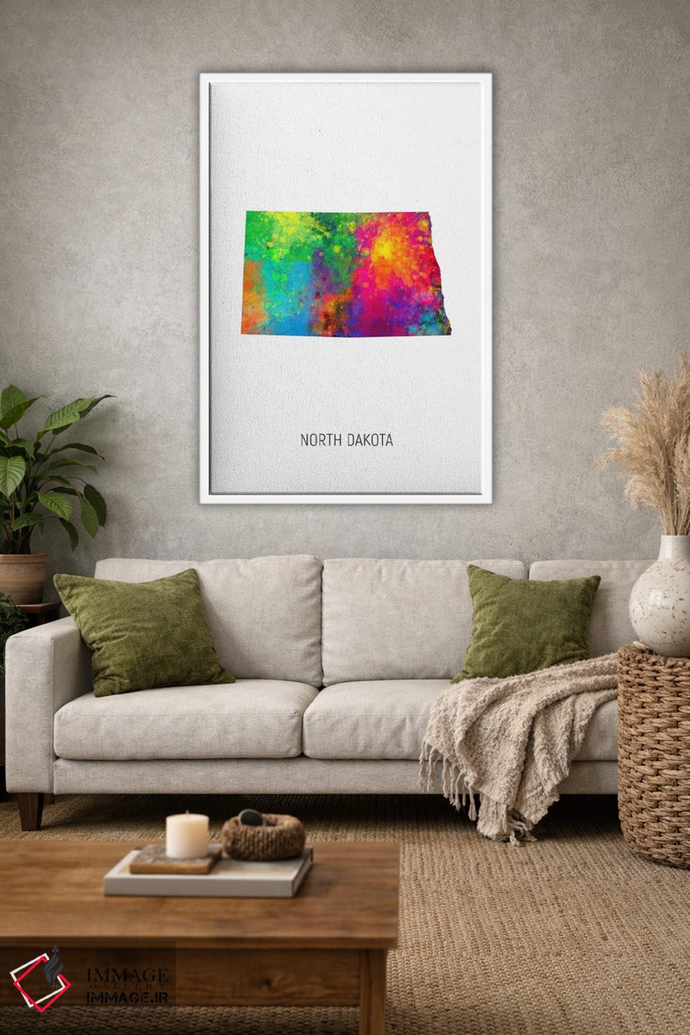 تابلو دکوراتیو نقشه داکوتای شمالی اثر مایکل تامپست - D1W
