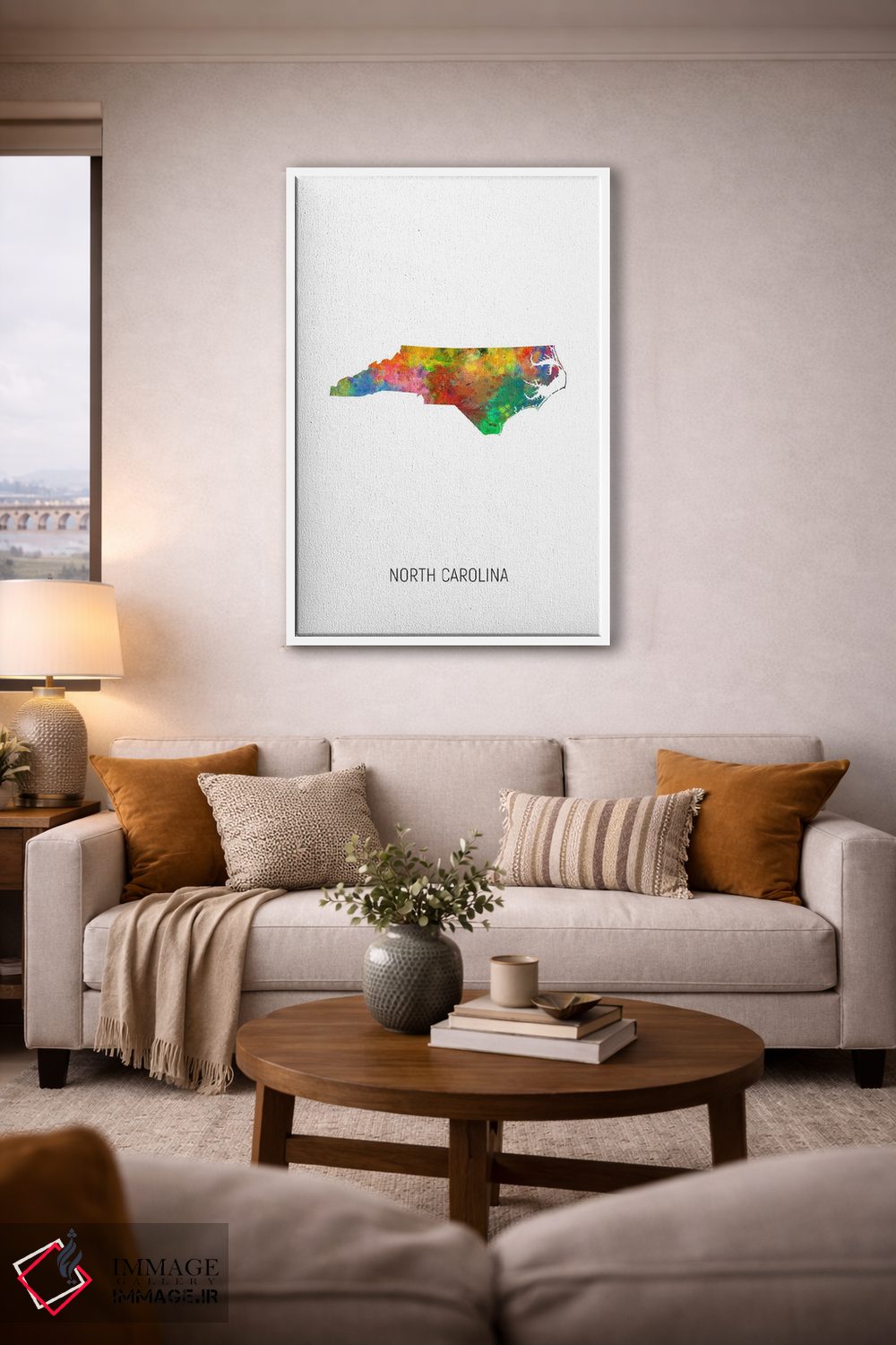 تابلو دکوراتیو نقشه کارولینای شمالی اثر مایکل تامپست - D2W
