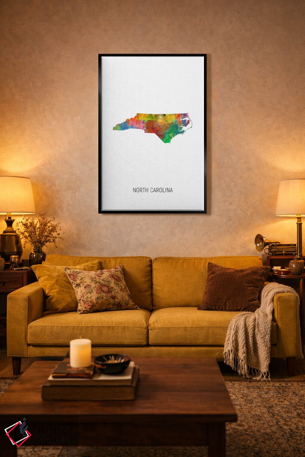 تابلو دکوراتیو نقشه کارولینای شمالی اثر مایکل تامپست - D5B