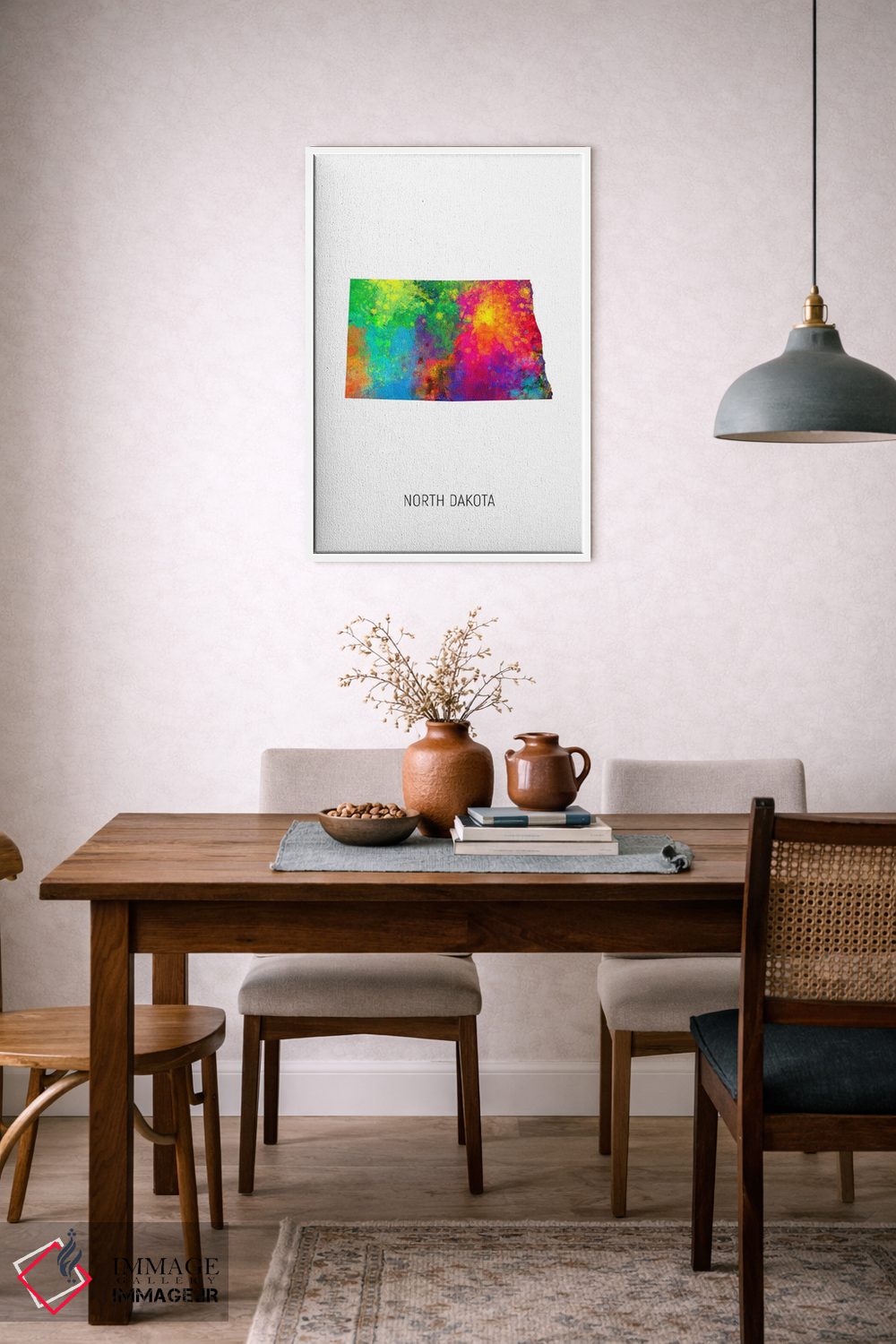تابلو دکوراتیو نقشه داکوتای شمالی اثر مایکل تامپست - D6W