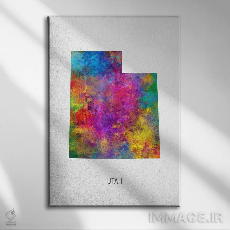تابلو دکوراتیو نقشه یوتا اثر مایکل تامپست - نمای روبهرو روی دیوار