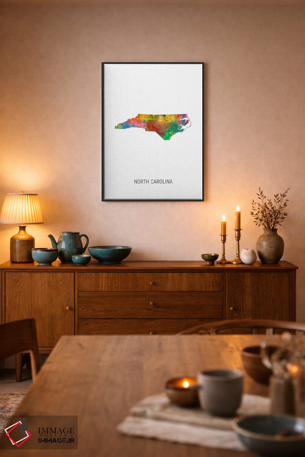 تابلو دکوراتیو نقشه کارولینای شمالی اثر مایکل تامپست - D6B