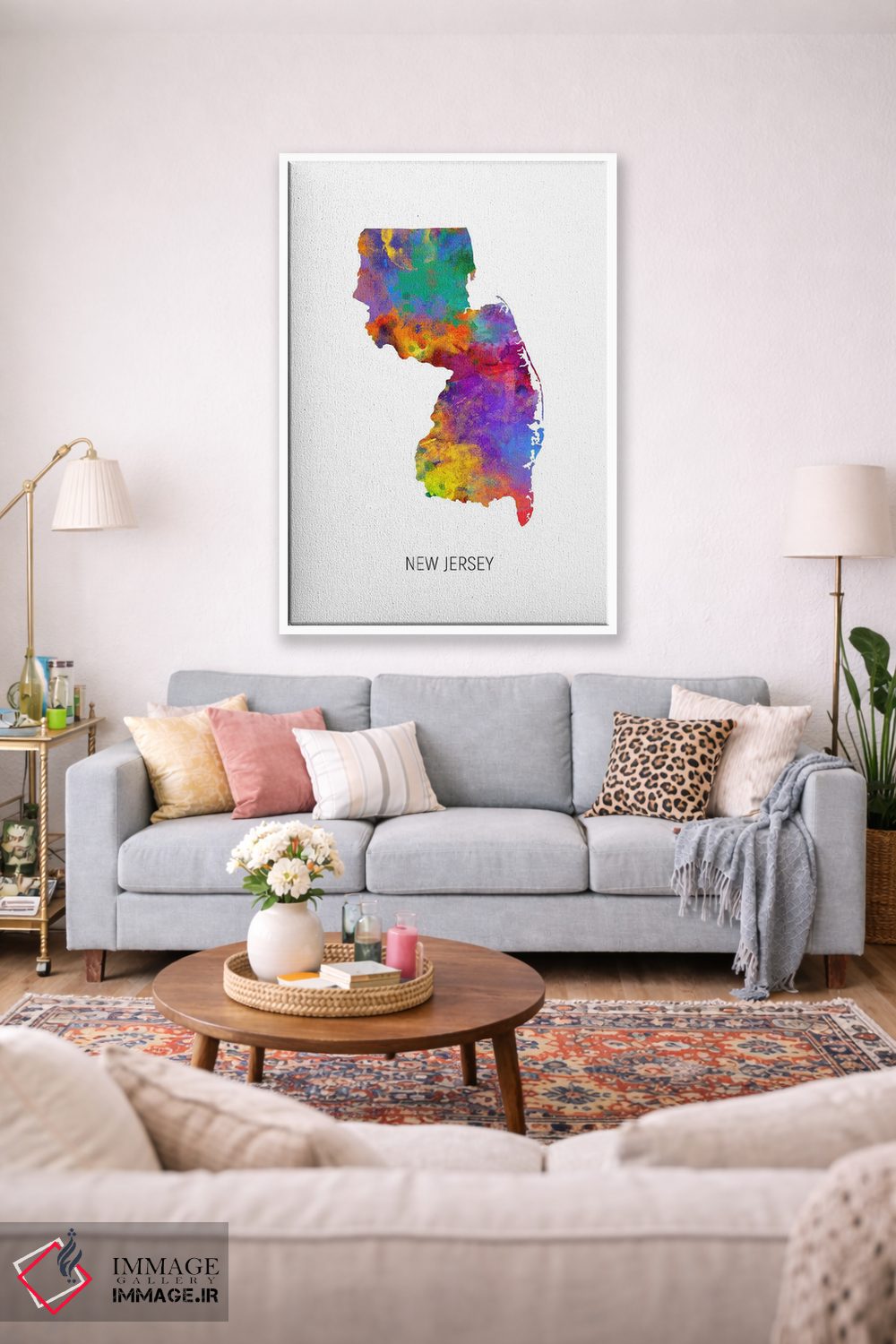 تابلو دکوراتیو نقشه نیوجرسی اثر مایکل تامپست - D1W
