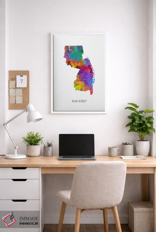 تابلو دکوراتیو نقشه نیوجرسی اثر مایکل تامپست - D3W