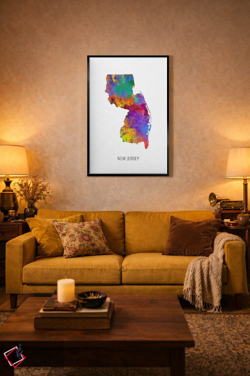 تابلو دکوراتیو نقشه نیوجرسی اثر مایکل تامپست - D4B