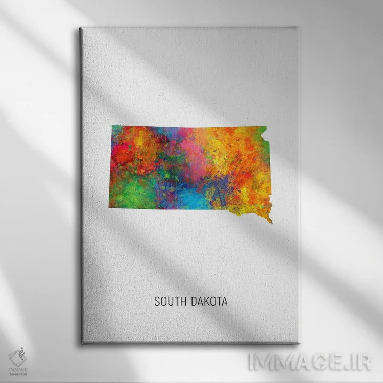 تابلو دکوراتیو نقشه داکوتای جنوبی اثر مایکل تامپست - نمای روبهرو روی دیوار