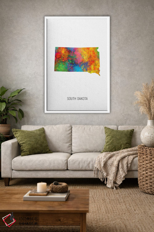 تابلو دکوراتیو نقشه داکوتای جنوبی اثر مایکل تامپست - D1W