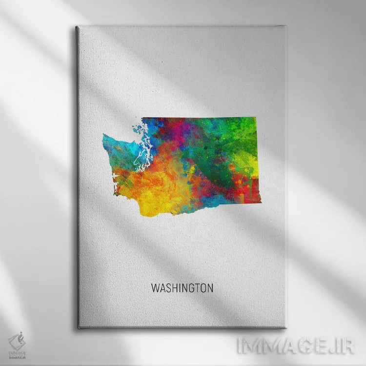 تابلو دکوراتیو نقشه واشینگتن اثر مایکل تامپست - نمای روبهرو روی دیوار