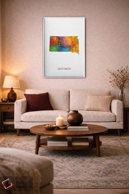 تابلو دکوراتیو نقشه داکوتای جنوبی اثر مایکل تامپست - D3W