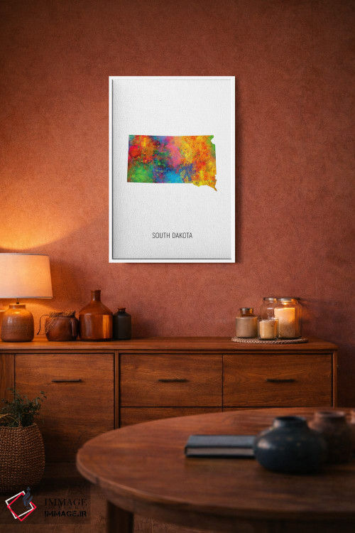 تابلو دکوراتیو نقشه داکوتای جنوبی اثر مایکل تامپست - D4W