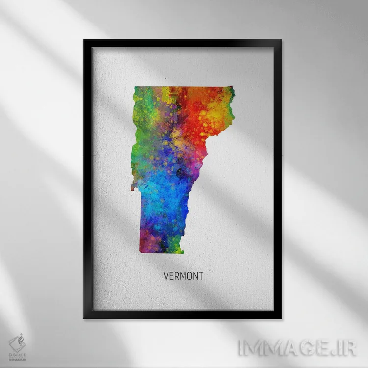 تابلو دکوراتیو نقشه ورمانت اثر مایکل تامپست - نمای قابدار مشکی