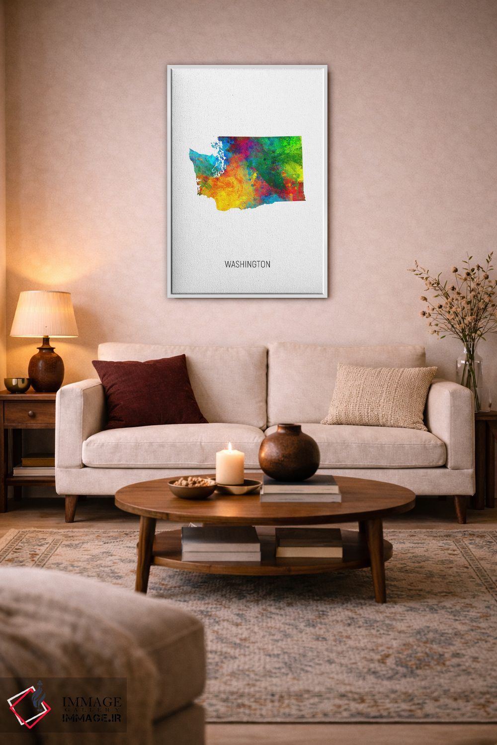 تابلو دکوراتیو نقشه واشینگتن اثر مایکل تامپست - D2W