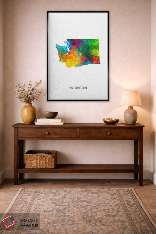 تابلو دکوراتیو نقشه واشینگتن اثر مایکل تامپست - D4B