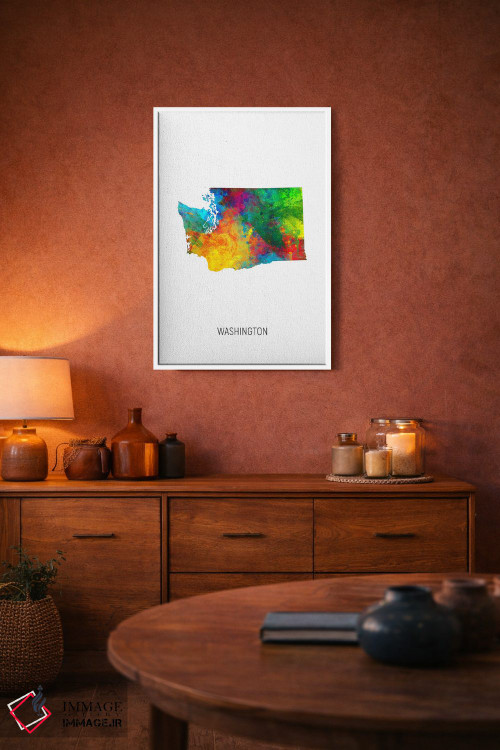 تابلو دکوراتیو نقشه واشینگتن اثر مایکل تامپست - D3W
