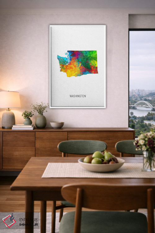 تابلو دکوراتیو نقشه واشینگتن اثر مایکل تامپست - D6W