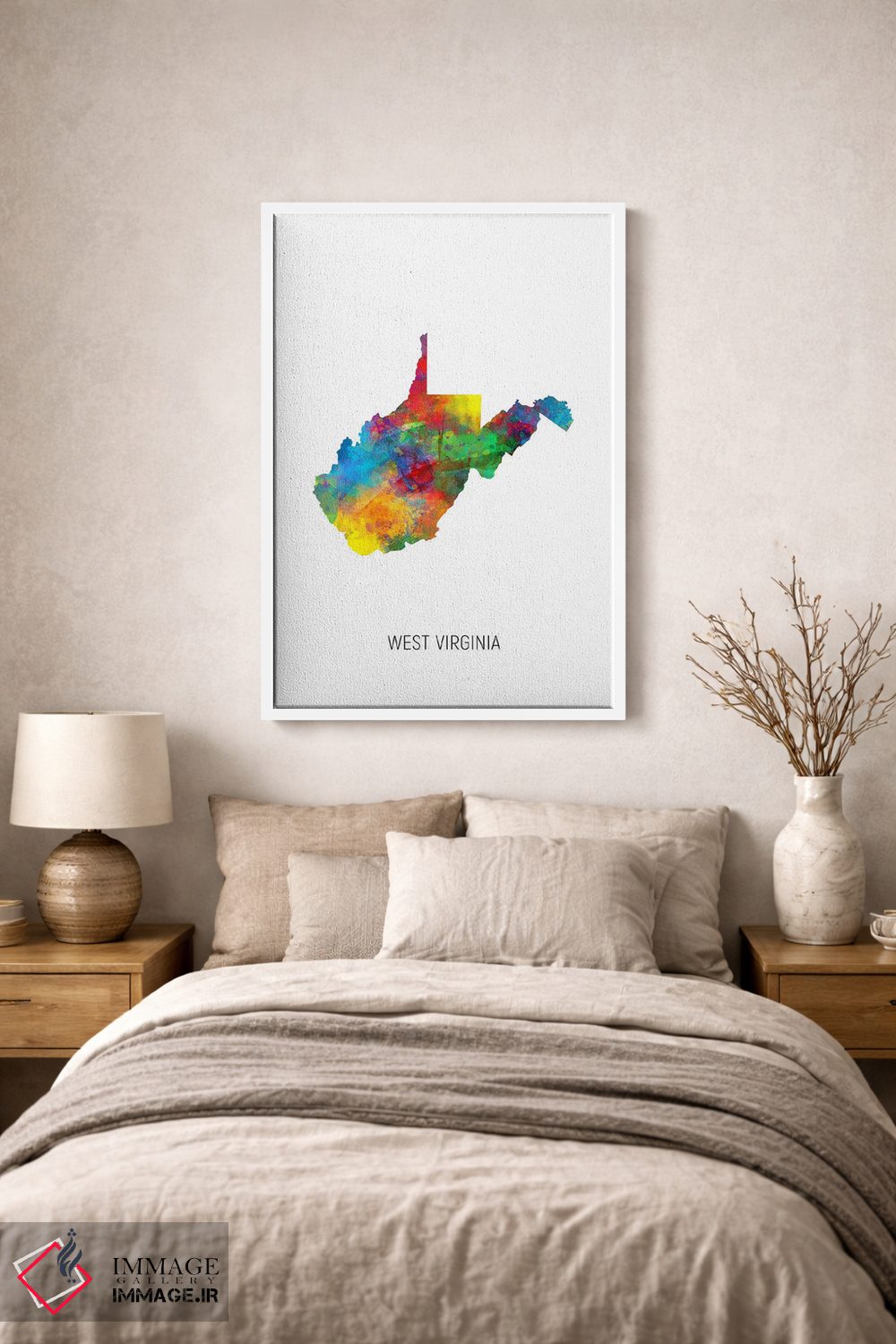 تابلو دکوراتیو نقشه ایالت ویرجینیای غربی اثر مایکل تامپست - D1W