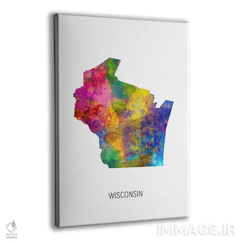 تابلو دکوراتیو نقشه ویسکانسین اثر مایکل تامپست - نمای پرسپکتیو محصول