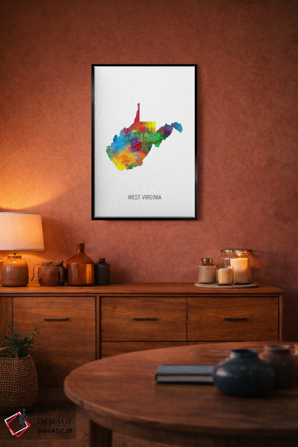 تابلو دکوراتیو نقشه ایالت ویرجینیای غربی اثر مایکل تامپست - D6B
