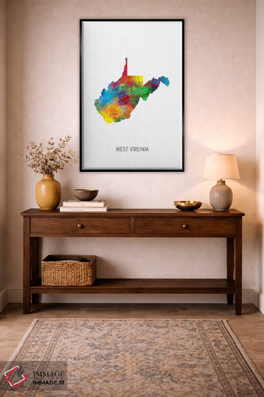 تابلو دکوراتیو نقشه ایالت ویرجینیای غربی اثر مایکل تامپست - D5B
