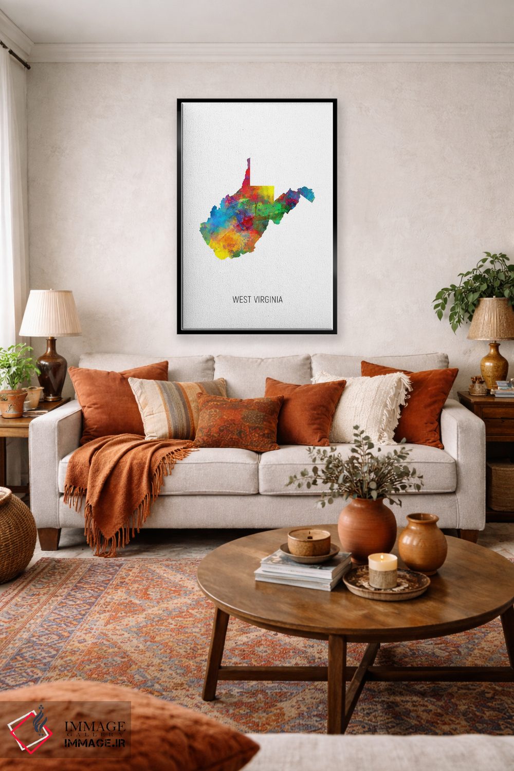 تابلو دکوراتیو نقشه ایالت ویرجینیای غربی اثر مایکل تامپست - D4B