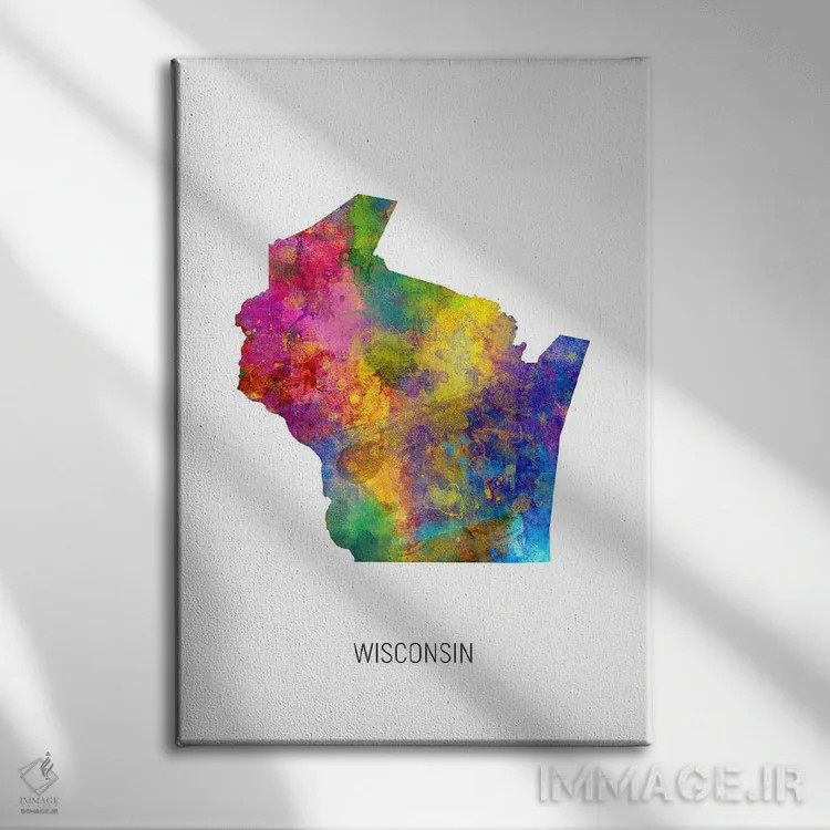تابلو دکوراتیو نقشه ویسکانسین اثر مایکل تامپست - نمای روبهرو روی دیوار