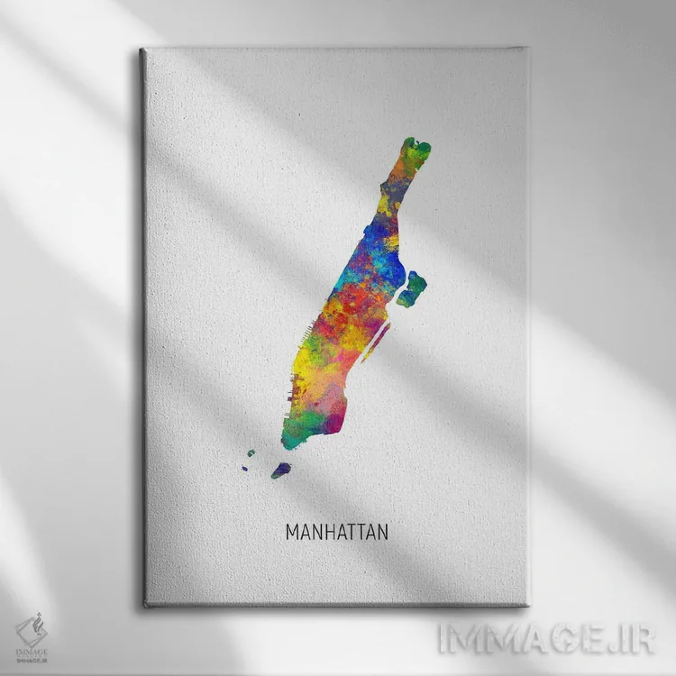 تابلو دکوراتیو نقشه منهتن، نیویورک سیتی اثر مایکل تامپست - نمای روبهرو روی دیوار