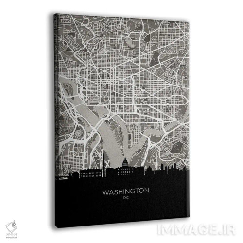 تابلو دکوراتیو نقشه خط افق واشینگتن اثر مایکل تامپست - نمای پرسپکتیو محصول