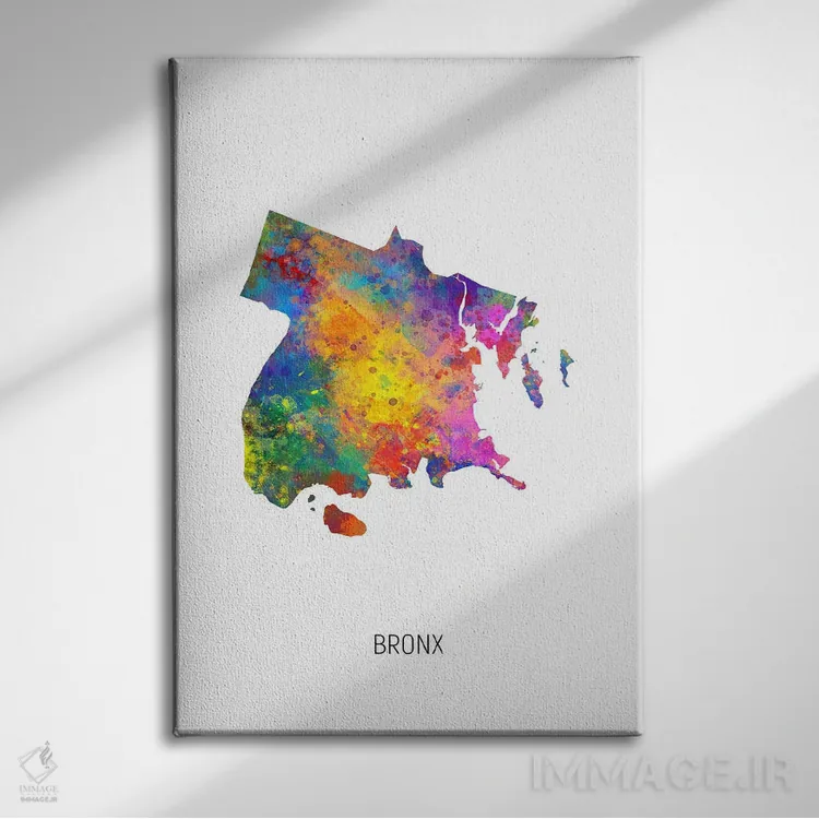 تابلو دکوراتیو نقشه برانکس، نیویورک سیتی اثر مایکل تامپست - نمای روبهرو روی دیوار
