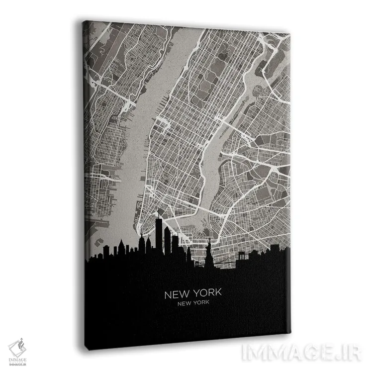 تابلو دکوراتیو نقشه خط افق نیویورک سیتی اثر مایکل تامپست - نمای پرسپکتیو محصول