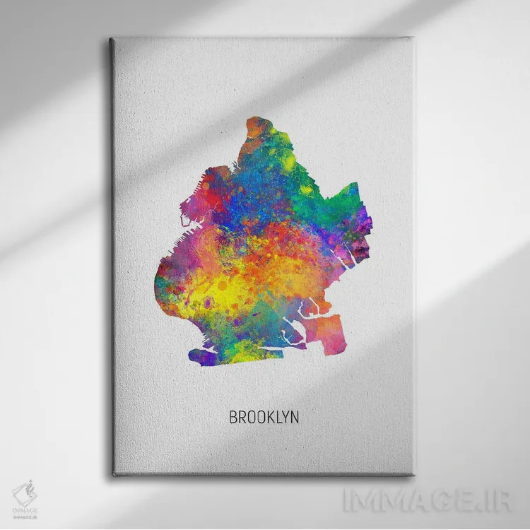 تابلو دکوراتیو نقشه بروکلین، نیویورک سیتی اثر مایکل تامپست - نمای روبهرو روی دیوار