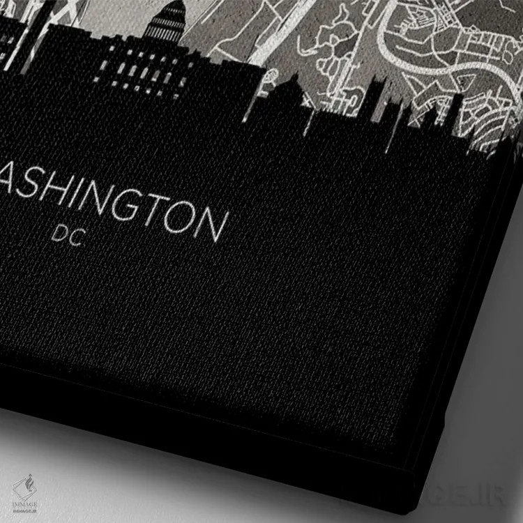 تابلو دکوراتیو نقشه خط افق واشینگتن اثر مایکل تامپست - نمای نزدیک بافت بوم