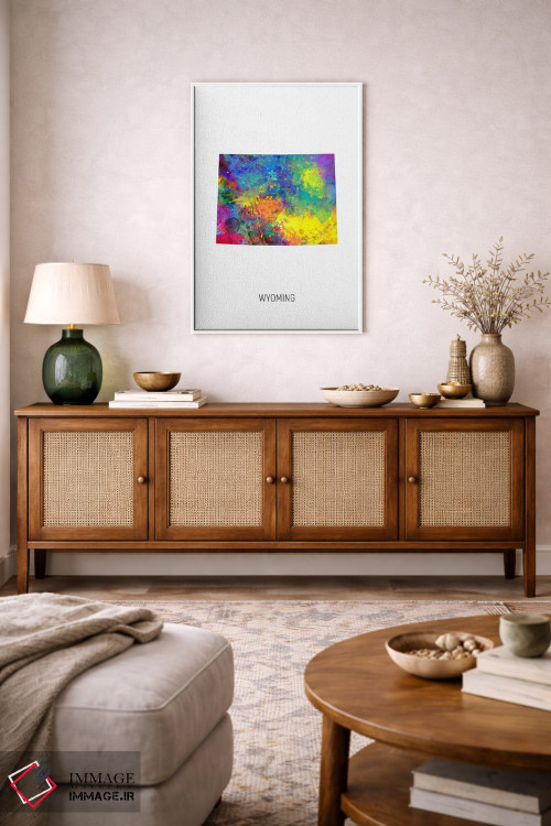 تابلو دکوراتیو نقشه وایومینگ اثر مایکل تامپست - D3W