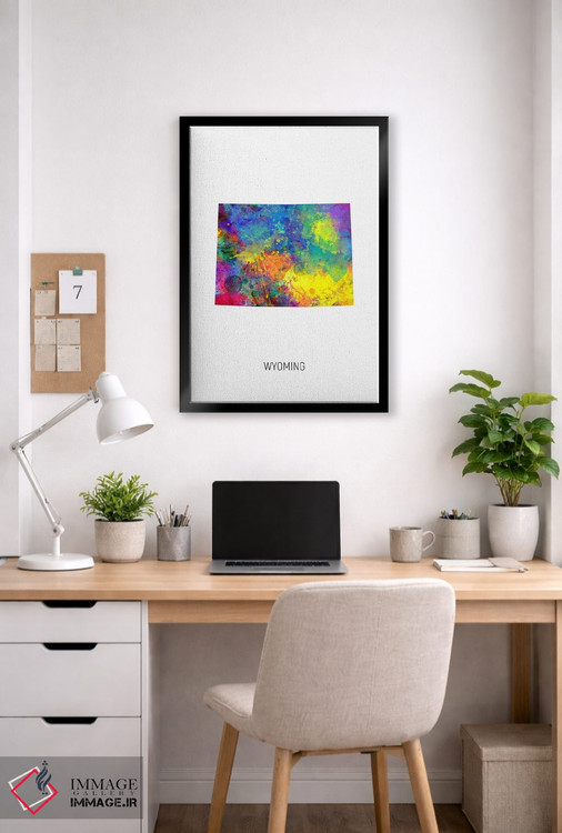 تابلو دکوراتیو نقشه وایومینگ اثر مایکل تامپست - D6B