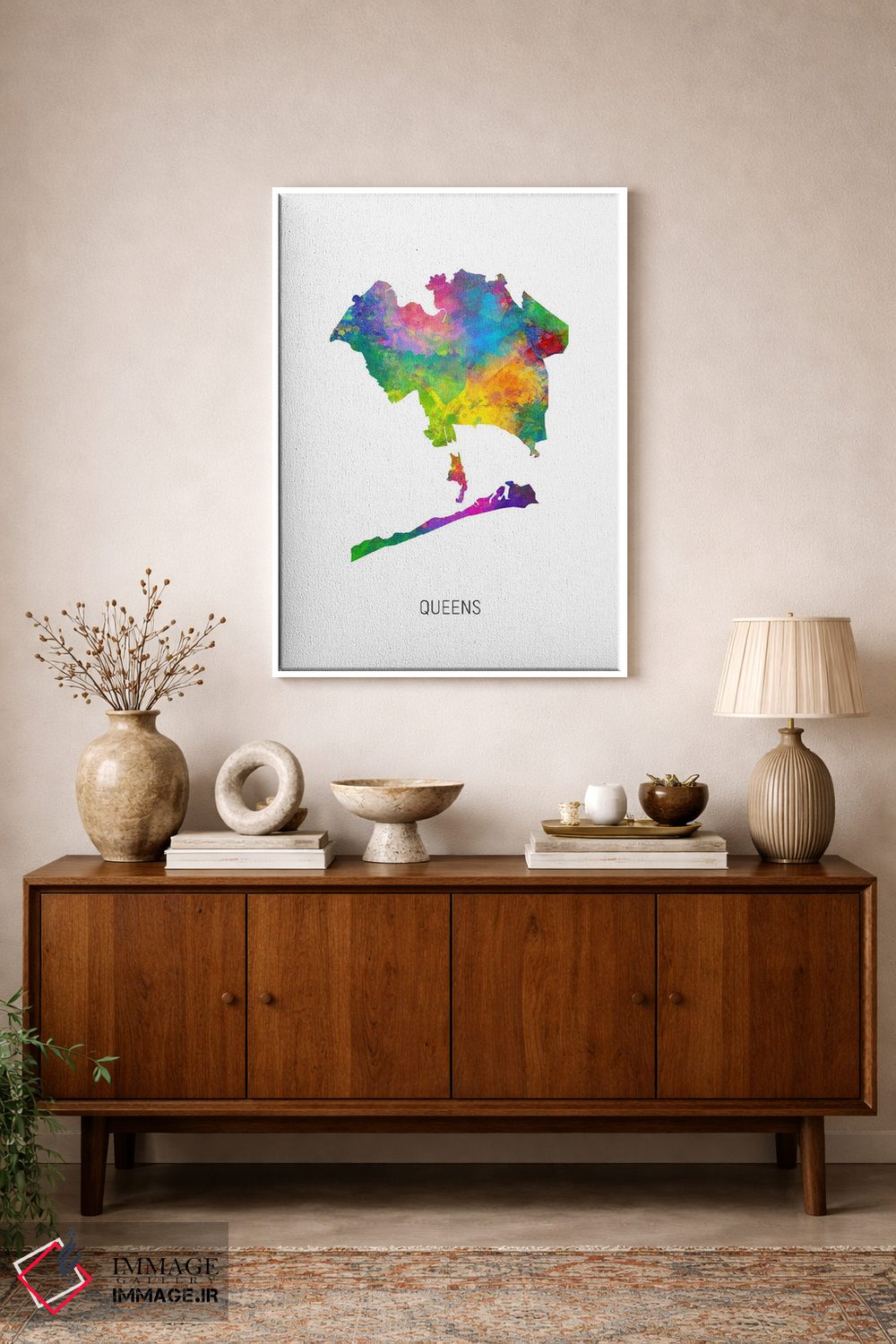 تابلو دکوراتیو نقشه کوئینز، نیویورک سیتی اثر مایکل تامپست - D1W