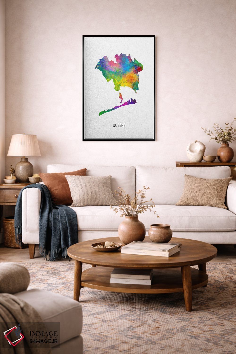 تابلو دکوراتیو نقشه کوئینز، نیویورک سیتی اثر مایکل تامپست - D3B