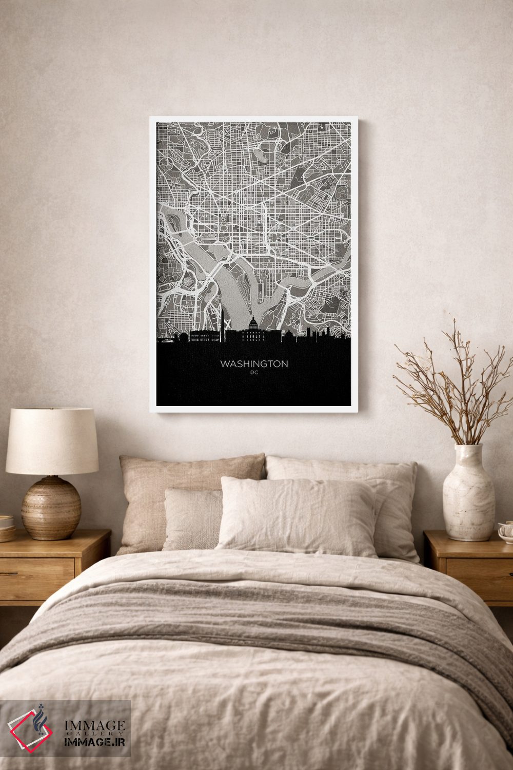 تابلو دکوراتیو نقشه خط افق واشینگتن اثر مایکل تامپست - D1W