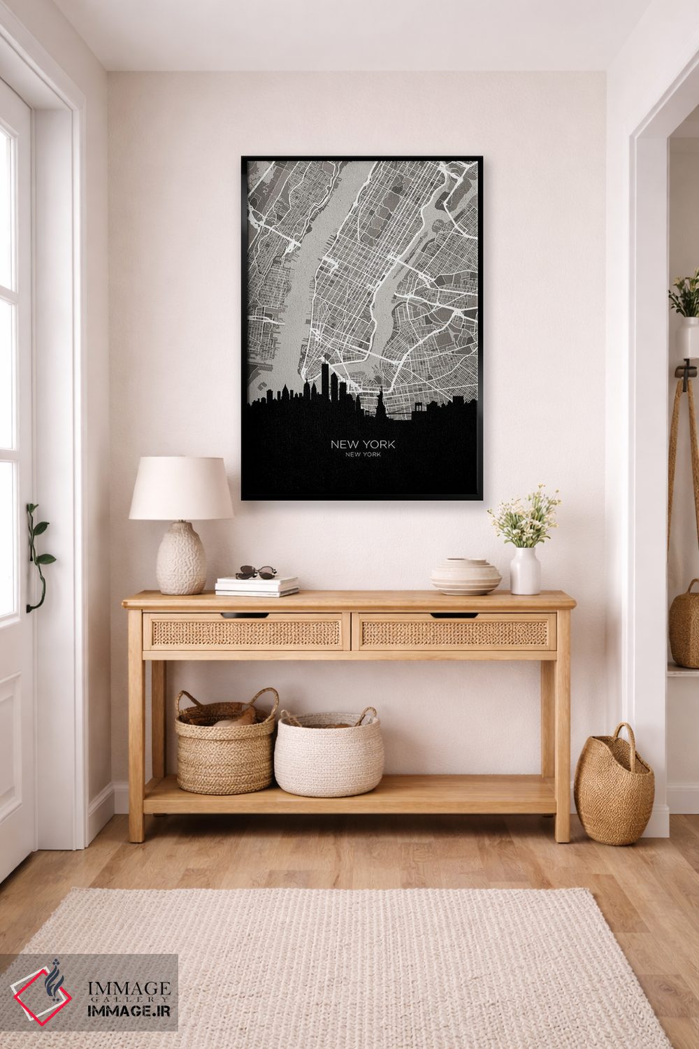 تابلو دکوراتیو نقشه خط افق نیویورک سیتی اثر مایکل تامپست - D5B