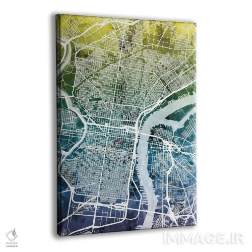 تابلو انتزاعی Pennsylvania, USA,نقشه گرباورهای فیلادلفیا، پنسیلوانیا، آمری… اثر مایکل تامپست - نمای پرسپکتیو محصول