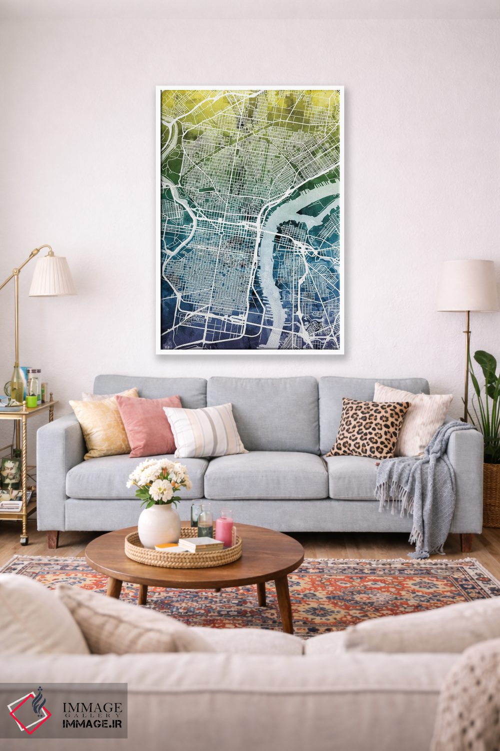 تابلو انتزاعی Pennsylvania, USA,نقشه گرباورهای فیلادلفیا، پنسیلوانیا، آمری… اثر مایکل تامپست - D1W