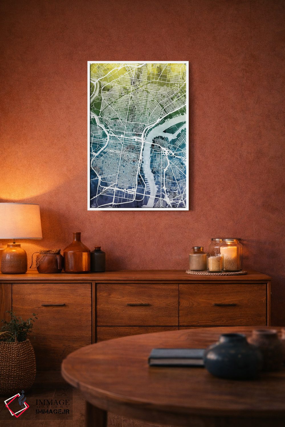 تابلو انتزاعی Pennsylvania, USA,نقشه گرباورهای فیلادلفیا، پنسیلوانیا، آمری… اثر مایکل تامپست - D3W